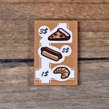 LEGO Hidden Sde Tile 2 x 3 Menu Pizza Hot Dog Croissant Sticker 26603pb164