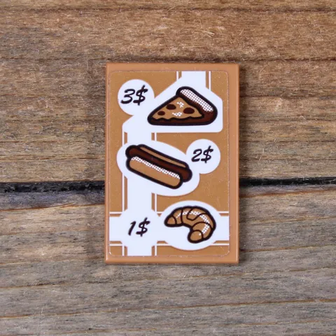 LEGO Hidden Sde Tile 2 x 3 Menu Pizza Hot Dog Croissant Sticker 26603pb164