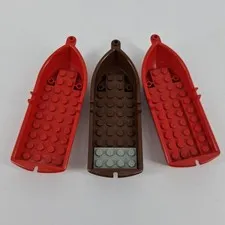 LEGO Lot 3 Boat with Oarlocks - Rowboat Pirates Red Brown