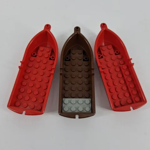 LEGO Lot 3 Boat with Oarlocks - Rowboat Pirates Red Brown