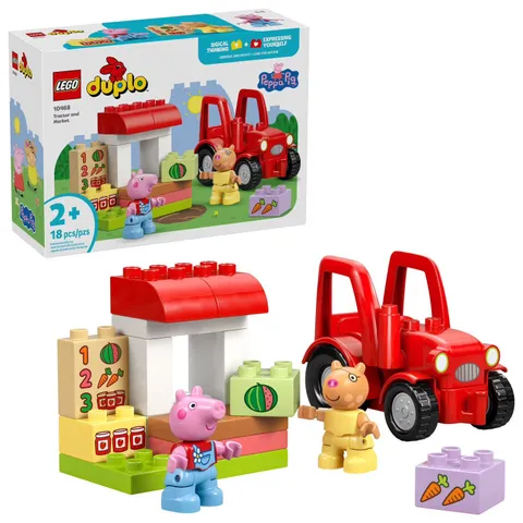 LEGO DUPLO Peppa Pig Tractor and Market Toy, 18 Pieces