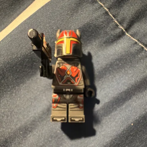 LEGO Minifigure Gray/Black Armor Figure w/ Helmet & Blaster Plastic