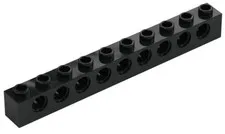 Lego Black TECHNIC Brick 1 x 10 with Holes Qty 1 Part 2730 T1