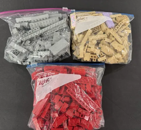 LEGO Mixed Parts Lot Bulk Bricks Plates Pieces Red Tan Gray Over 1 lb Genuine