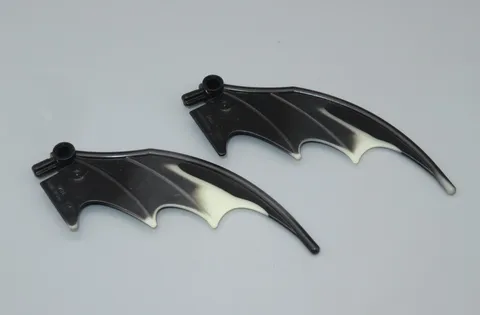 LEGO 2 Black Dragon Wing 8 x 10 with Marbled White Pattern Bionicle 8927