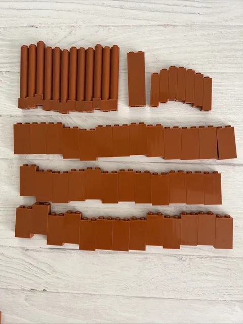 LEGO LOT DARK ORANGE 58 PCS 1X1X6 1X2X3 1X1X3 PILLAR COLUMN BRICK VARIETY