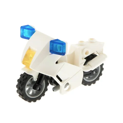 1x LEGO City White Motorcycle Police Headlight Yellow Blue 52035c01