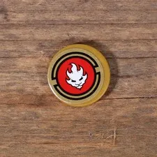 LEGO Ninjago Tile Round 2x2 Pearl Gold White Lion Head in Red Circle Sticker