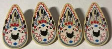 (4)Lego Part 2586pw1 Minifigure Shield Oval  Feathers Buffalo Helmet Pattern