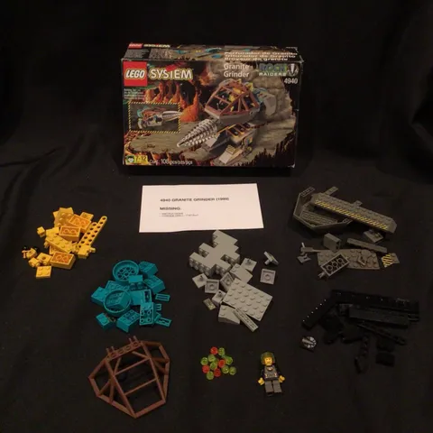 Vintage Lego Rock Raiders Set 4940 Granite Grinder  1999 - NOT COMPLETE