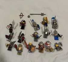 LEGO Castle Knights & Soldiers Minifigure Lot w/ Weapons Armor Shields