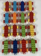 Lot Of 16 Lego Duplo Train Car Bases Replacement Parts Mixed Colors Wheels