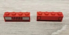 Lego Red 3010p08 & 3010p09 Brick 1 x 4 Grille Lines Headlights & Taillights