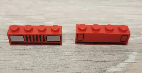 Lego Red 3010p08 & 3010p09 Brick 1 x 4 Grille Lines Headlights & Taillights