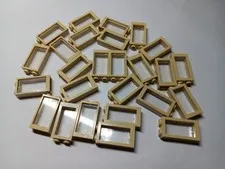 LEGO BULK LOT 26 TAN WINDOW FRAME 1X2X3 NO PANES FLAT FRONT #60593