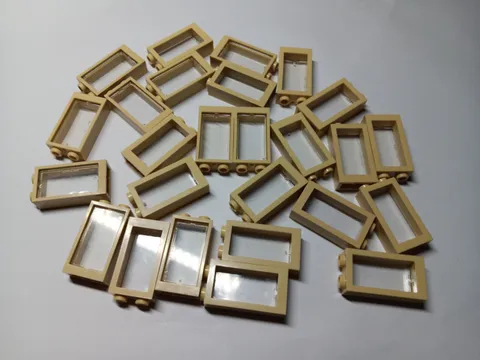 LEGO BULK LOT 26 TAN WINDOW FRAME 1X2X3 NO PANES FLAT FRONT #60593