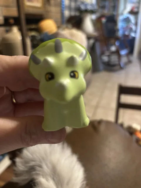 Lego Duplo -  Green Baby Triceratops Dinosaur Figure Green with Gray Dots