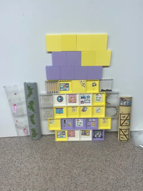 Lot Of 48 LEGO Friends Wall Panels Gray Trans Clear Purple Yellow 1x6x5 Stickers