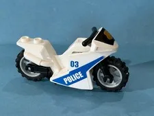 LEGO City #10139 - White Motorcycle - See Description - Part 18895c02pb03