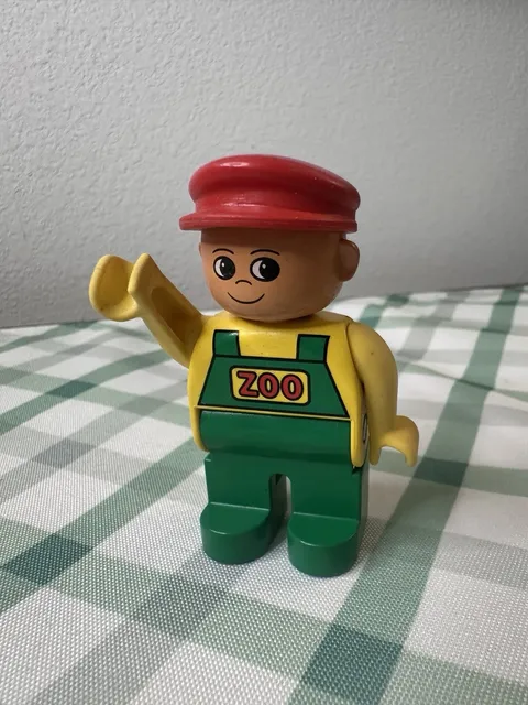 LEGO Duplo Figure Man Zoo Keeper Green Legs and Yellow Body Red Hat
