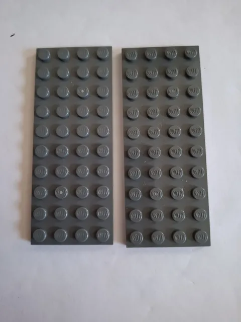 No 418 2x Lego plate 4x10.  3030 Dark Grey