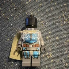 LEGO Minifigure Gray Suit Blue Chest Brown Belt Light Tan Cape Plastic 1 Piece