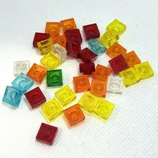 LEGO Parts - Trans-Assorted Plate 1 x 1 - No 3024 - QTY 36