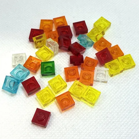 LEGO Parts - Trans-Assorted Plate 1 x 1 - No 3024 - QTY 36