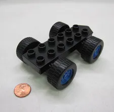 Lego Duplo Metallic Blue Chassis for Scrambler Bouncy Bob Builder Blue Wheels