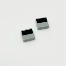 3070pb389 LEGO Tile 1x1 Black Rectangle Stripe Print Light Bluish Gray (2)