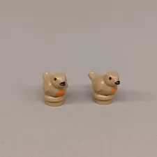 Lot of 2 New LEGO Birds (Dark Tan / Sparrows) - City, Farm, Castle, Pirates