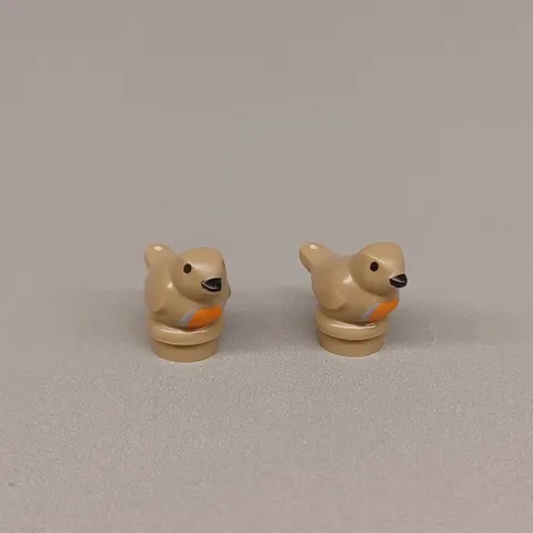 Lot of 2 New LEGO Birds (Dark Tan / Sparrows) - City, Farm, Castle, Pirates
