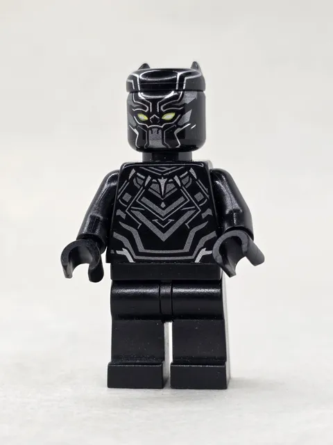 Lego Marvel Super Heroes Minifigure SH0263 Black Panther Dark Silver Armor 2r