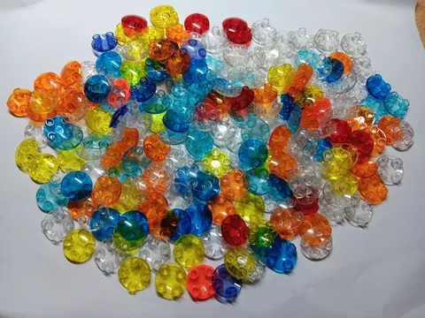 LEGO BULK LOT 200 TRANS 2X2 ROUND BOAT BOTTOM STUDS MIXED COLORS 2654