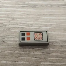 Lego 3069p25 Old Light Gray Tile 1 x 2 Red and Black Buttons Computer Pattern