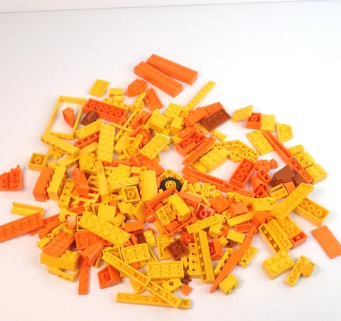 LEGO Parts - Assorted Yellow, Orange, Dark Orange Bulk Pieces - QTY 200+ (8oz)