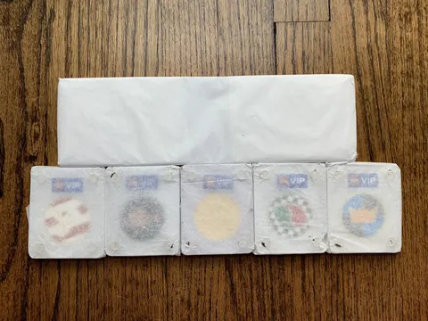 5 Sealed LEGO VIP Collectible Coins + DISPLAY CASE -COMPLETE Set In HAND W/ CASE
