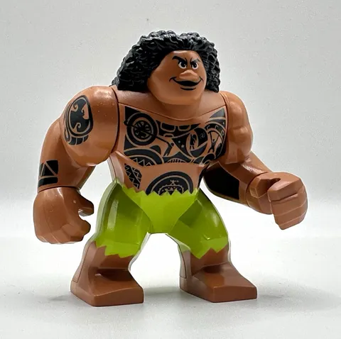 LEGO Big-Fig Minifigure Brown w/ Black Hair, Tattoos & Lime Green Shorts