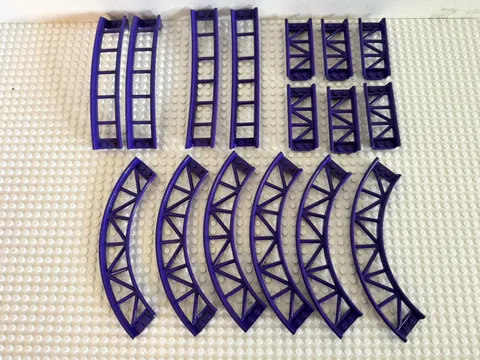 (16) LEGO Roller Coaster Track Lot-Dark Purple-Train Track-Straight, Curve, Ramp