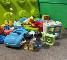 LEGO DUPLO Storage Brick Box Building Block Container 14x7x7 Green With Duplos 