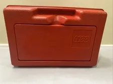 Lego Vintage 1980's Plastic Red Storage Box Case w/ Handle 11" x 7.5" x 3.5"