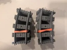 Lego Dark Bluish Gray Curved Train Track - Lot Of 16 - 53400