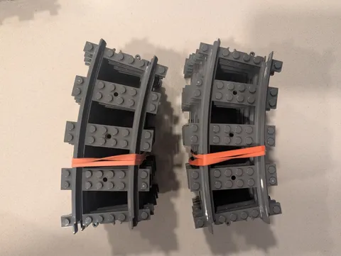 Lego Dark Bluish Gray Curved Train Track - Lot Of 16 - 53400