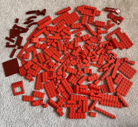 RED Lego Mixed Lot Of Different Sizes And Types