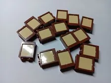 LEGO BULK LOT 15 REDDISH BROWN WINDOW 1X2X2 FLAT FRONT TAN GLASS PANES #60592