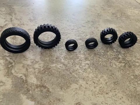 LEGO Bulk Lot 6pc Black Tires Mixed Sizes Plastic Tire Parts