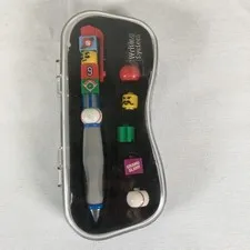 Vtg 1999 Lego Writing Systems Sport Pen Baseball Interchangeable Pieces Cased