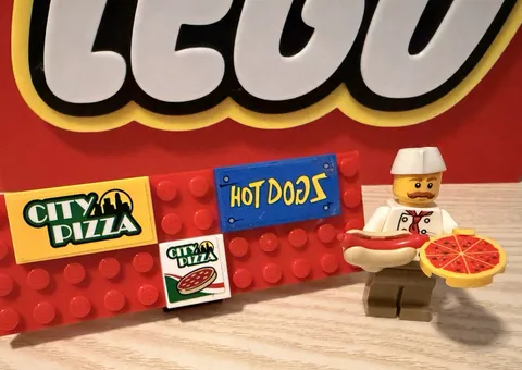 Lego City Pizza & Hotdog Vendor Minifigure With Accessories 