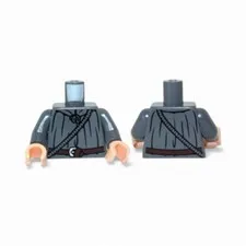LEGO - Minifig, Torso - Cloak with Rope and Belt Pattern (Gandalf) - Dark Gray