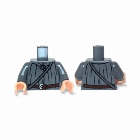 LEGO - Minifig, Torso - Cloak with Rope and Belt Pattern (Gandalf) - Dark Gray